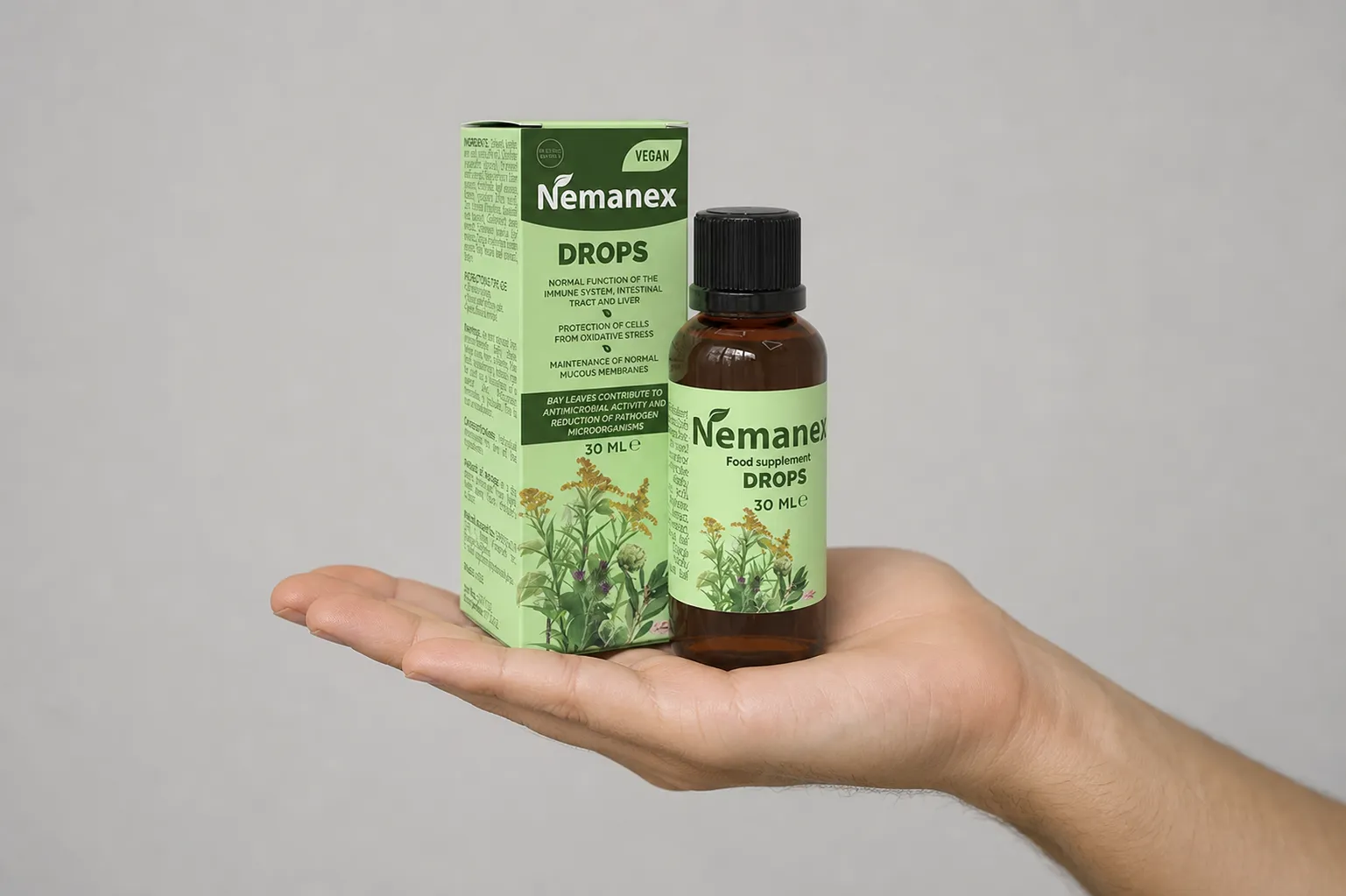 NEMANEX — Verpackung in der Hand
