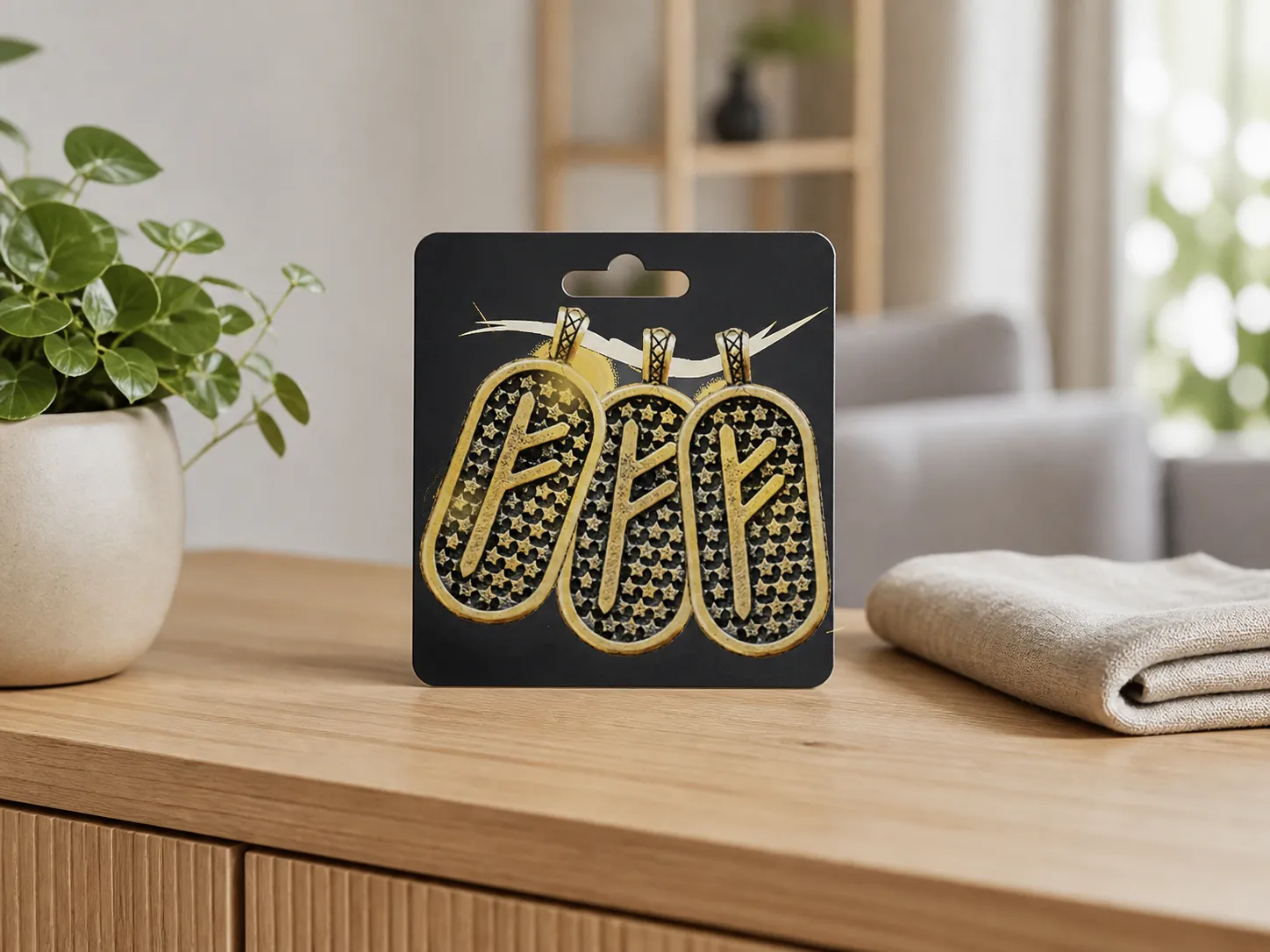 Fehu Amulet — Verpackung im Alltag