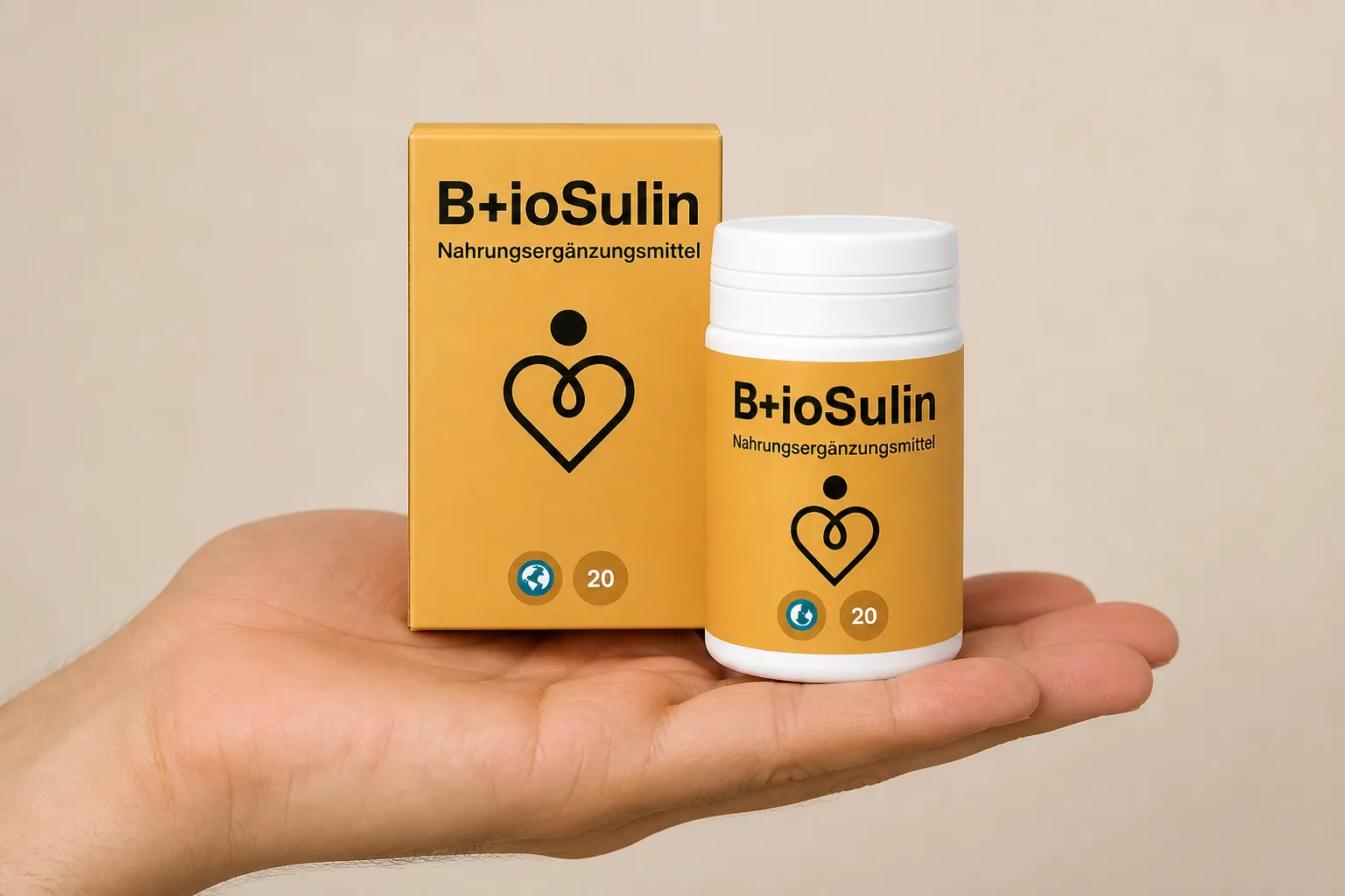 B+ioSulin — Verpackung in der Hand