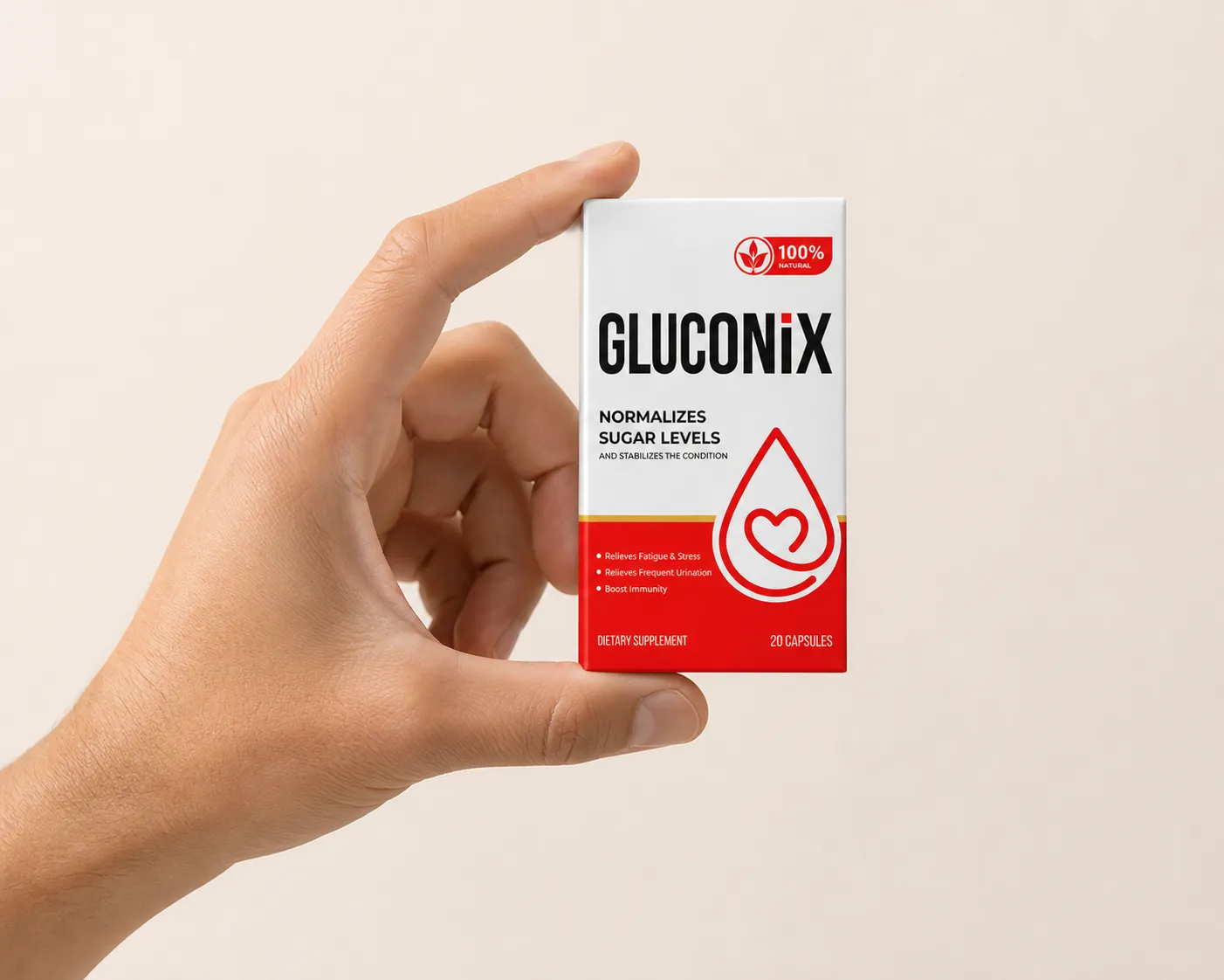 Gluconix — Verpackung in der Hand