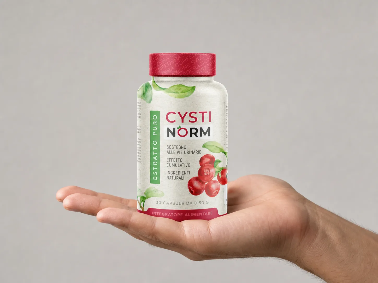 CYSTINORM — Verpackung in der Hand