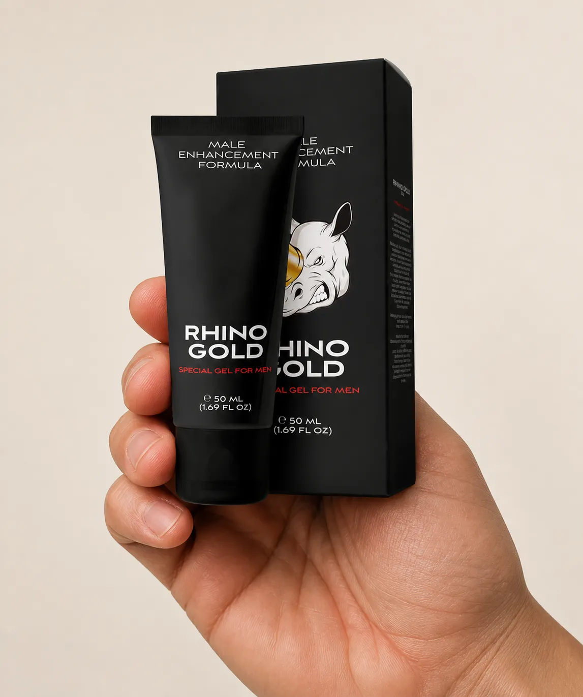 Rhino Gold Gel — Verpackung in der Hand