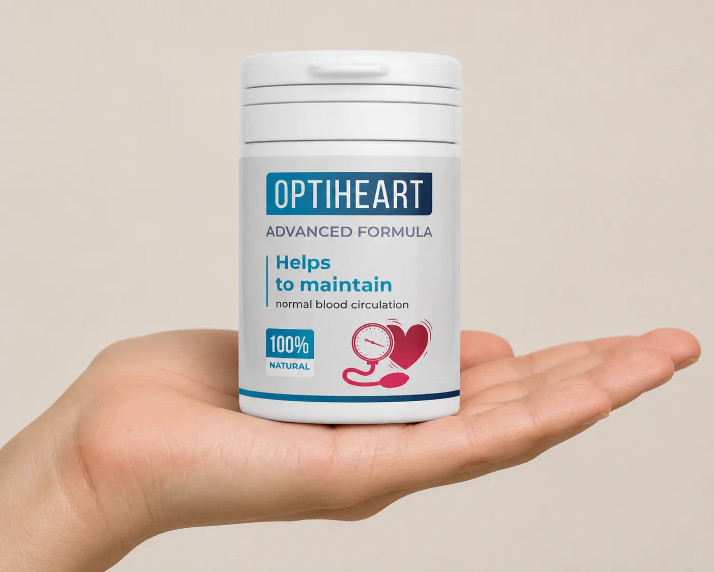Optiheart — Verpackung in der Hand