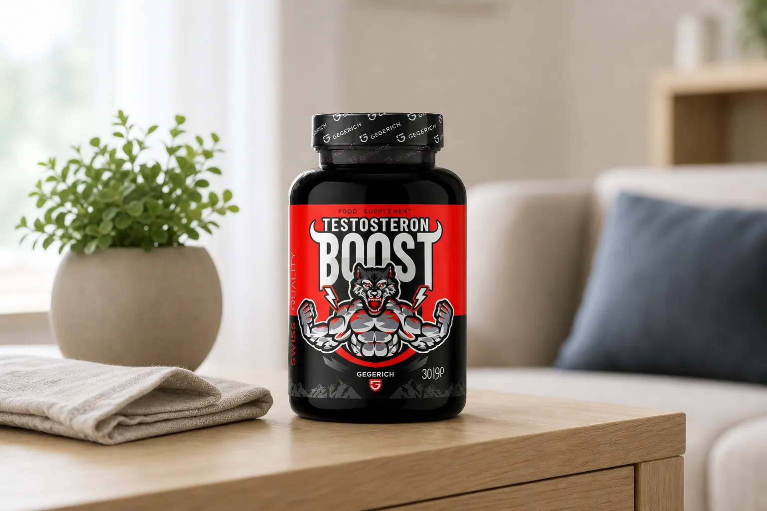 Testosteron Boost — Verpackung im Alltag