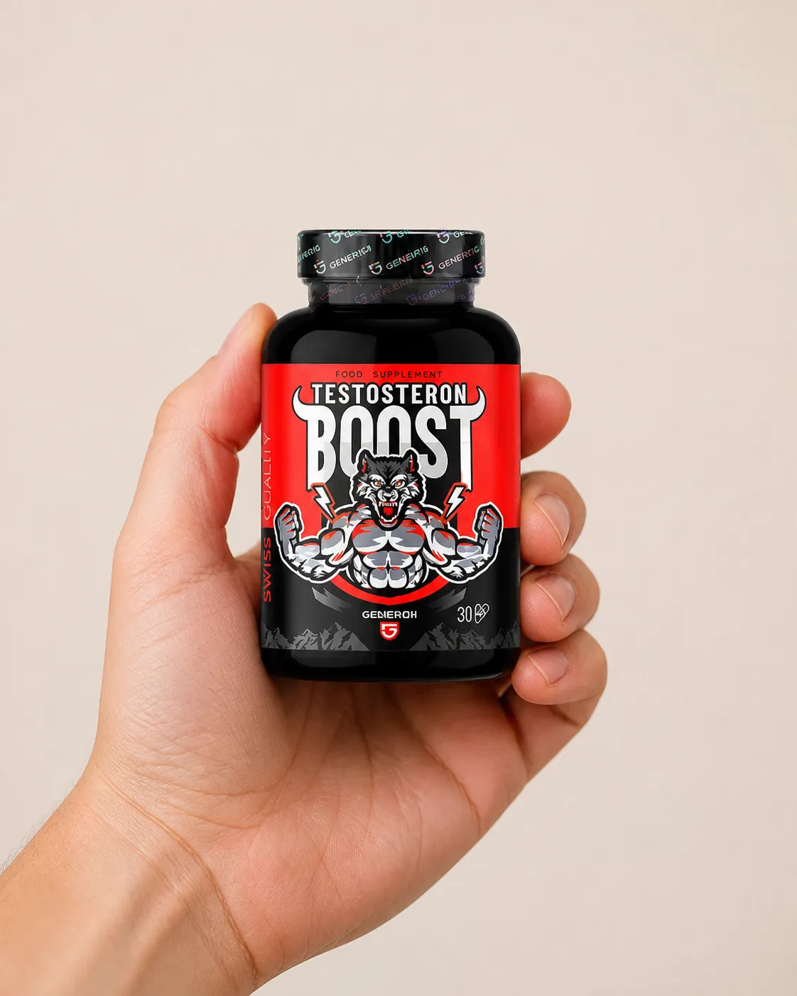 Testosteron Boost — Verpackung in der Hand