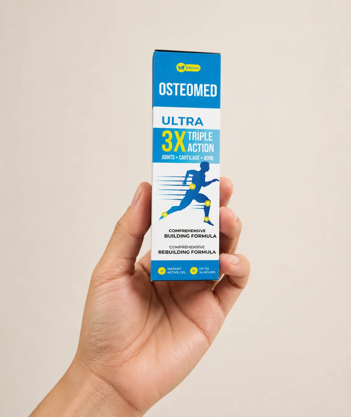 Osteomed — Verpackung in der Hand