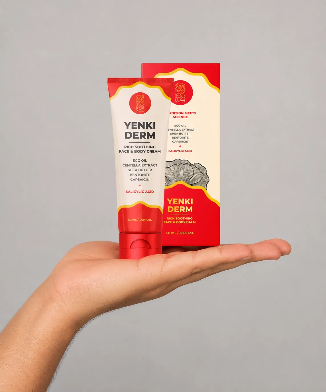 Yenki Derm — Verpackung in der Hand