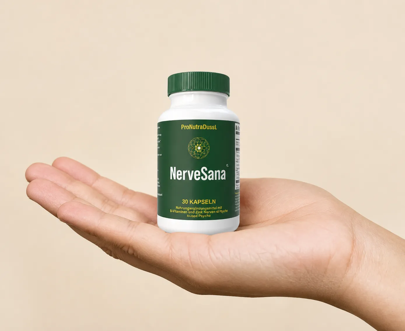 NerveSana — Verpackung in der Hand