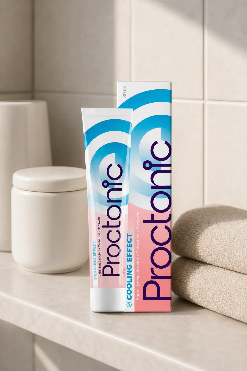 Proctonic — Verpackung im Alltag