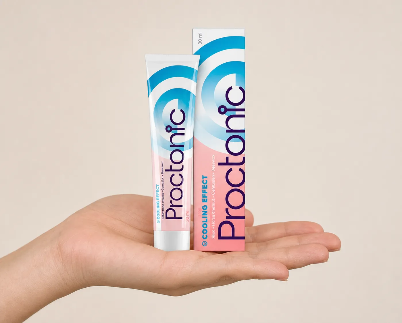 Proctonic — Verpackung in der Hand
