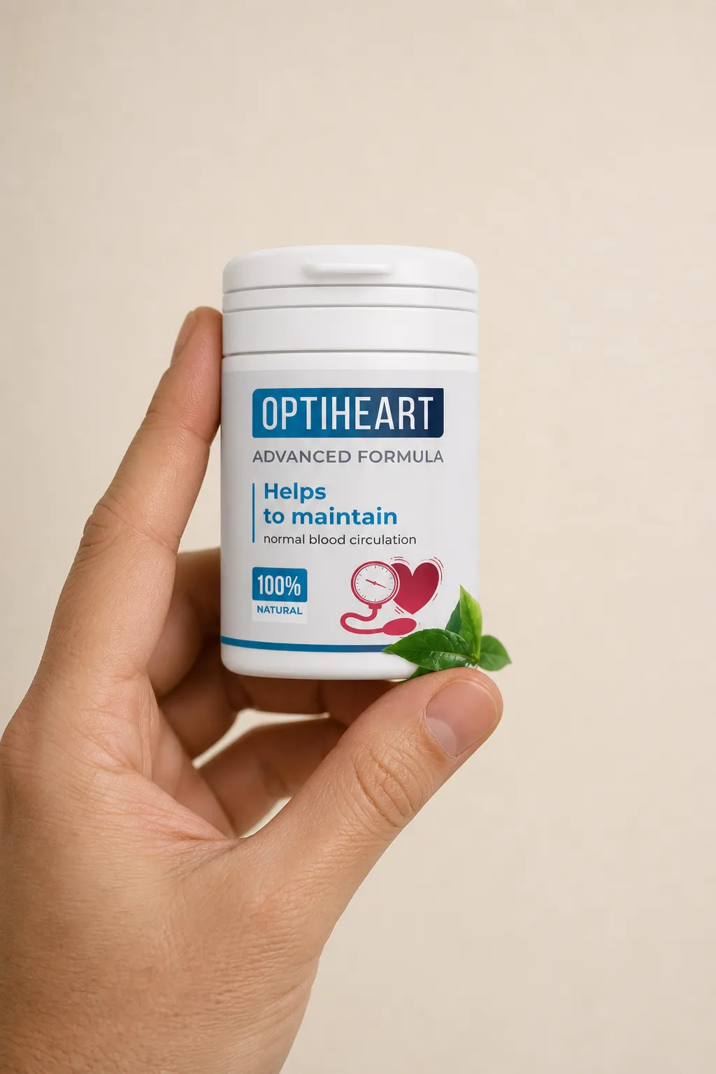 Optiheart — Verpackung in der Hand